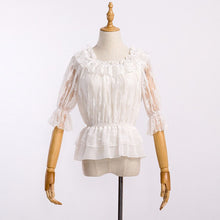 Load image into Gallery viewer, Lace Chiffon Lolita Crop Top Blouse Women Half Flare Sleeves Layered
