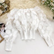 Load image into Gallery viewer, Lace Patchwork Puff Sleeve Blouse O Neck Chiffon