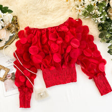 Load image into Gallery viewer, Lace Patchwork Puff Sleeve Blouse O Neck Chiffon