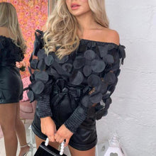 Load image into Gallery viewer, Lace Patchwork Puff Sleeve Blouse O Neck Chiffon