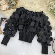 Load image into Gallery viewer, Lace Patchwork Puff Sleeve Blouse O Neck Chiffon