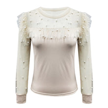 Load image into Gallery viewer, Lace Patchwork Tunic Tops Fashion Polka Dot Sheer Mesh Blouse Spring