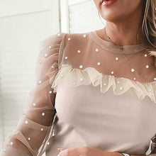 Load image into Gallery viewer, Lace Patchwork Tunic Tops Fashion Polka Dot Sheer Mesh Blouse Spring