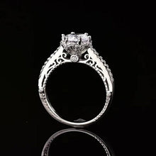 Load image into Gallery viewer, Lace S925 Sterling Silver Ring 1ct D Color Moissanite Rings Hollow out