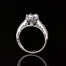 Load image into Gallery viewer, Lace S925 Sterling Silver Ring 1ct D Color Moissanite Rings Hollow out