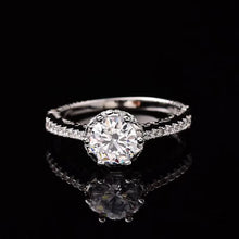 Load image into Gallery viewer, Lace S925 Sterling Silver Ring 1ct D Color Moissanite Rings Hollow out