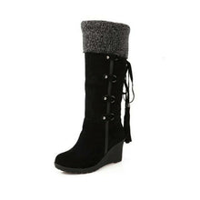 Load image into Gallery viewer, Lace Up Wedge Boots Round Toe Australia Brand Women's Shoes Sexy Thigh