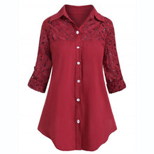 Load image into Gallery viewer, Lace Shirt European Style Denim Blouse