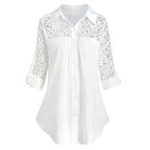 Load image into Gallery viewer, Lace Shirt European Style Denim Blouse
