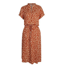 Load image into Gallery viewer, Ladies Bohemian Leopard Print Shirt Dress Women Casual Midi - Sophornlilly