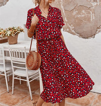 Load image into Gallery viewer, Ladies Bohemian Leopard Print Shirt Dress Women Casual Midi - Sophornlilly