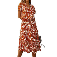 Load image into Gallery viewer, Ladies Bohemian Leopard Print Shirt Dress Women Casual Midi - Sophornlilly