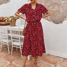 Load image into Gallery viewer, Ladies Bohemian Leopard Print Shirt Dress Women Casual Midi - Sophornlilly