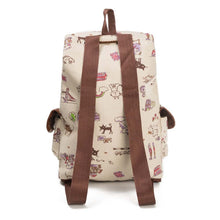 Load image into Gallery viewer, Ladies Cute Cat Printed Canvas Backpack Drawstring Backpack Shopping