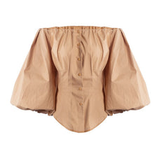 Load image into Gallery viewer, Lantern Sleeve Elegant Khaki Blouse Slim Sexy