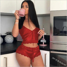 Load image into Gallery viewer, Ladies Pyjamas Satin Sexy 2 Piece Silk Pajama Set Summer Sleeveless