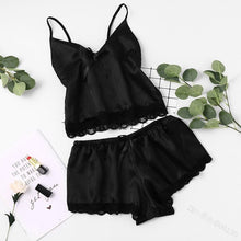 Load image into Gallery viewer, Ladies Pyjamas Satin Sexy 2 Piece Silk Pajama Set Summer Sleeveless