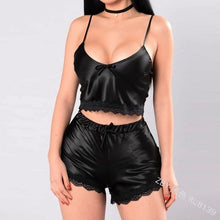 Load image into Gallery viewer, Ladies Pyjamas Satin Sexy 2 Piece Silk Pajama Set Summer Sleeveless