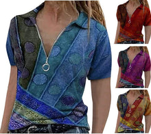 Load image into Gallery viewer, Ladies Summer New Fashion Casual Loose Clan V Neck Printing Short
