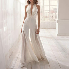 Load image into Gallery viewer, Lady Elegant Party Clothes Jumpsuit Chiffon White Backless Split Thin - Sophornlilly