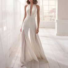 Load image into Gallery viewer, Lady Elegant Party Clothes Jumpsuit Chiffon White Backless Split Thin - Sophornlilly