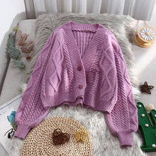 Load image into Gallery viewer, Lantern Sleeve Cardigan Knitted Sweater Women Autumn Winter Long - Sophornlilly