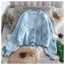 Load image into Gallery viewer, Lantern Sleeve Cardigan Knitted Sweater Women Autumn Winter Long - Sophornlilly
