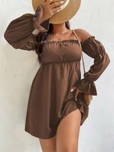 Load image into Gallery viewer, Mini Dress Women's Brown Off Shoulder Backless