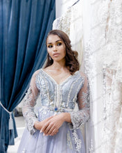 Load image into Gallery viewer, Lavender V Neck Tulle A line Moroocan Kaftan Dubai Evening Dress