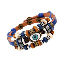 Load image into Gallery viewer, Leather Beads and Eye Bracelet for Lovers Valentines Day Gift