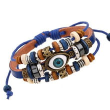 Load image into Gallery viewer, Leather Beads and Eye Bracelet for Lovers Valentines Day Gift
