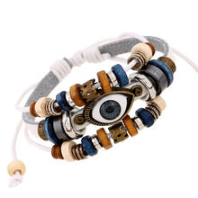 Load image into Gallery viewer, Leather Beads and Eye Bracelet for Lovers Valentines Day Gift