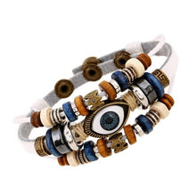 Load image into Gallery viewer, Leather Beads and Eye Bracelet for Lovers Valentines Day Gift