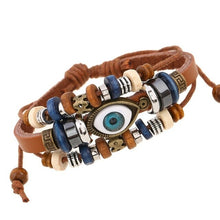 Load image into Gallery viewer, Leather Beads and Eye Bracelet for Lovers Valentines Day Gift