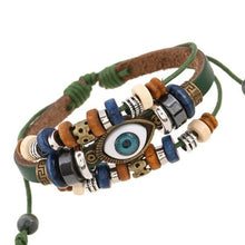 Load image into Gallery viewer, Leather Beads and Eye Bracelet for Lovers Valentines Day Gift