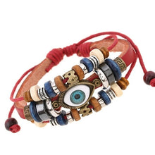 Load image into Gallery viewer, Leather Beads and Eye Bracelet for Lovers Valentines Day Gift