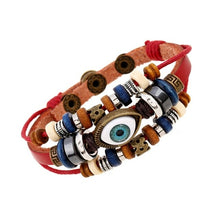 Load image into Gallery viewer, Leather Beads and Eye Bracelet for Lovers Valentines Day Gift