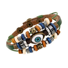 Load image into Gallery viewer, Leather Beads and Eye Bracelet for Lovers Valentines Day Gift