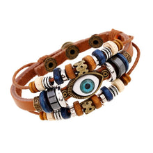 Load image into Gallery viewer, Leather Beads and Eye Bracelet for Lovers Valentines Day Gift