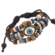 Load image into Gallery viewer, Leather Beads and Eye Bracelet for Lovers Valentines Day Gift