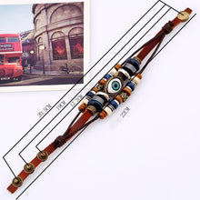 Load image into Gallery viewer, Leather Beads and Eye Bracelet for Lovers Valentines Day Gift