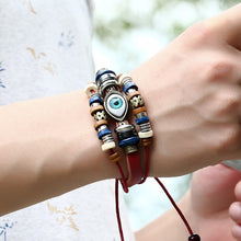 Load image into Gallery viewer, Leather Beads and Eye Bracelet for Lovers Valentines Day Gift