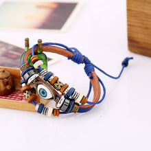 Load image into Gallery viewer, Leather Beads and Eye Bracelet for Lovers Valentines Day Gift