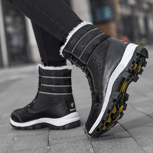 Leather Boots Women Platform Comfort Plush Snow Boots