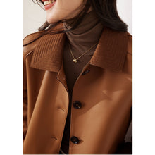 Load image into Gallery viewer, Genuine Leather Coat Women's Spring Autumn Fashion Mid-length Trench