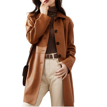 Load image into Gallery viewer, Genuine Leather Coat Women's Spring Autumn Fashion Mid-length Trench