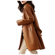 Load image into Gallery viewer, Genuine Leather Coat Women's Spring Autumn Fashion Mid-length Trench