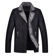 Load image into Gallery viewer, Men Coat High Quality fleece warm PU leather jacket