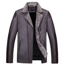 Load image into Gallery viewer, Men Coat High Quality fleece warm PU leather jacket