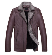 Load image into Gallery viewer, Men Coat High Quality fleece warm PU leather jacket